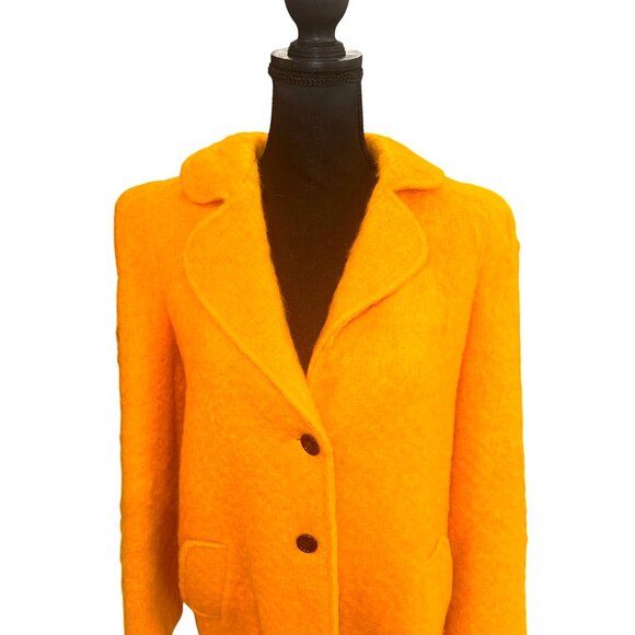 Vintage Boiled Wool Yellow Marigold Gallant Blazer Designer Coat Old Money City - Picture 2 of 12